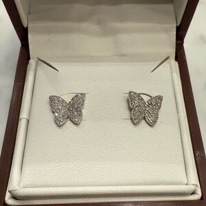 0.25 CT Natural Diamond Earrings • Solid 925 Sterling Silver • Certified